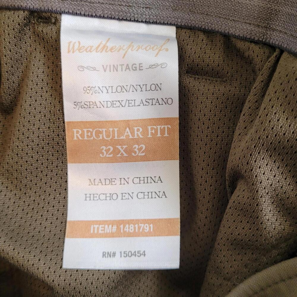Weatherproof Vintage Men’s 35x32 Olive Stretch Khaki Pants - Picture 3 of 3